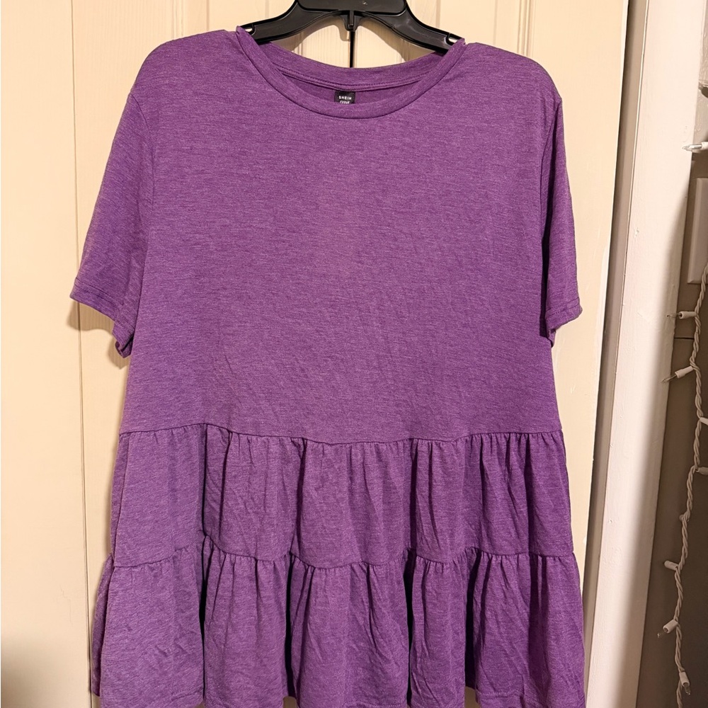SHEIN Purple Short Sleeve Tiered Top